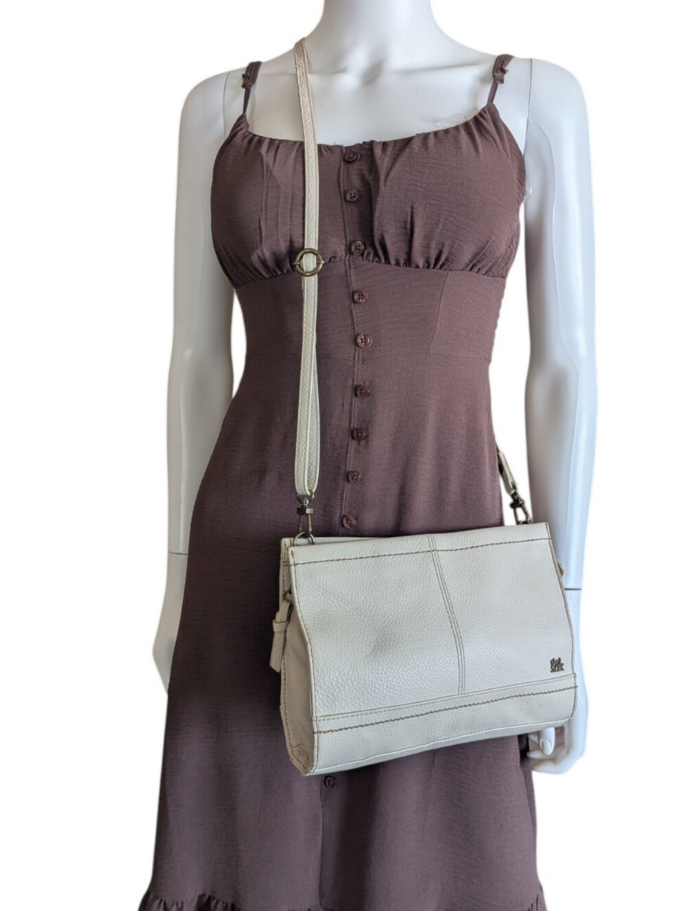 The Sak Cream Leather Crossbody Bag